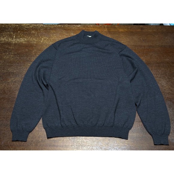 Pronto Uomo Other - Pronto Uomo 100% Merino Wool Sweater Mens L Gray Mock Neck Preppy EUC